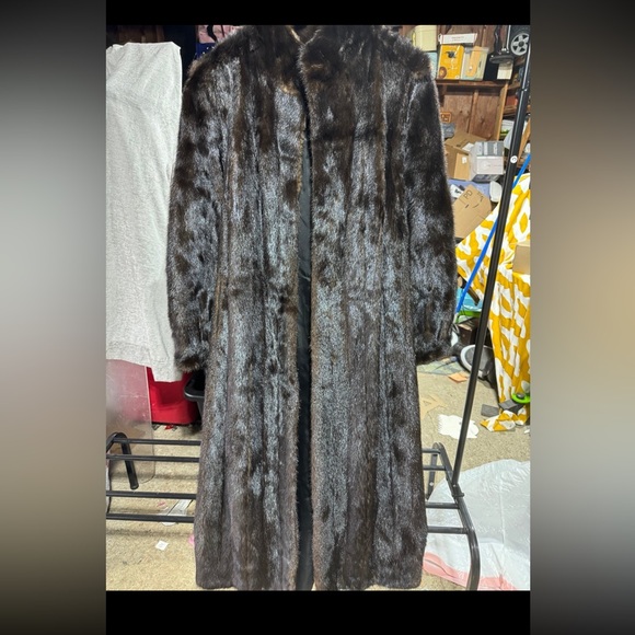 Natural Ranch Mink coat Full Length  sz 16 - Picture 1 of 8